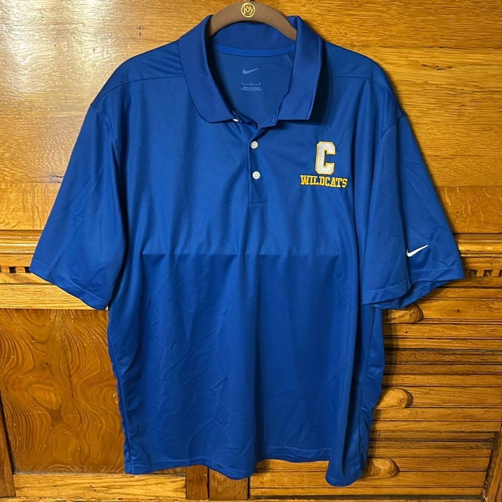 Nike Golf Mens Athleisure Preppy Blue Wildcats Embroidered Polo‎ Shirt Athletic